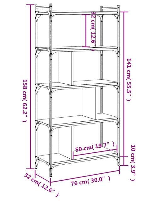 Загрузите изображение в средство просмотра галереи, Bibliotecă cu 5 niveluri gri sonoma 76x32x158 cm lemn compozit Lando - Lando
