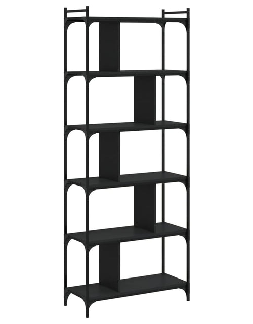 Загрузите изображение в средство просмотра галереи, Bibliotecă cu 6 niveluri, negru, 76x32x192 cm, lemn prelucrat Lando - Lando
