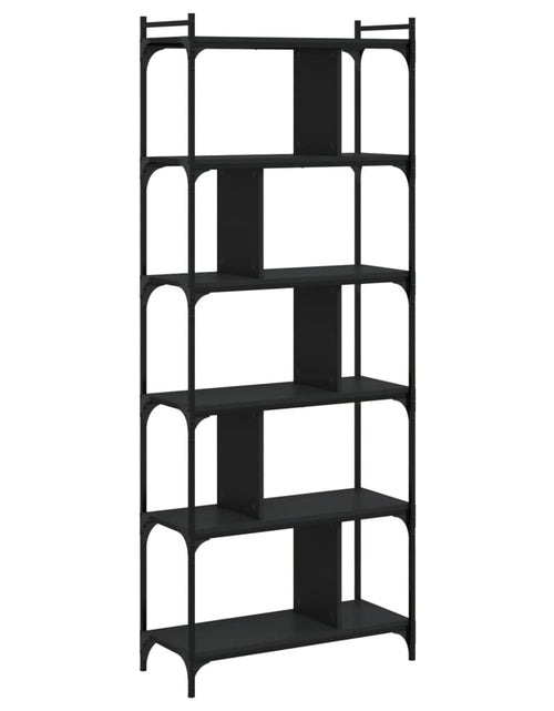 Загрузите изображение в средство просмотра галереи, Bibliotecă cu 6 niveluri, negru, 76x32x192 cm, lemn prelucrat Lando - Lando
