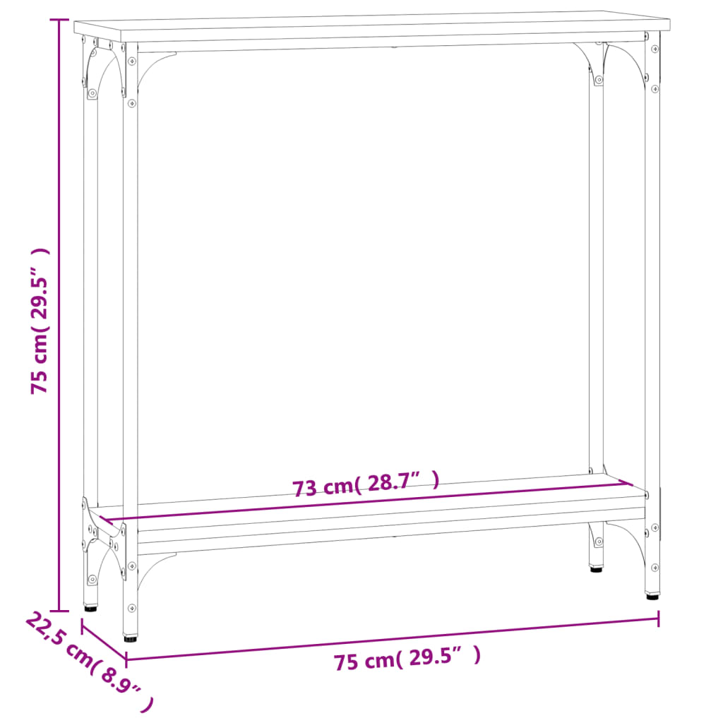 Măsuță consolă, stejar maro, 75x22,5x75 cm, lemn prelucrat Lando - Lando