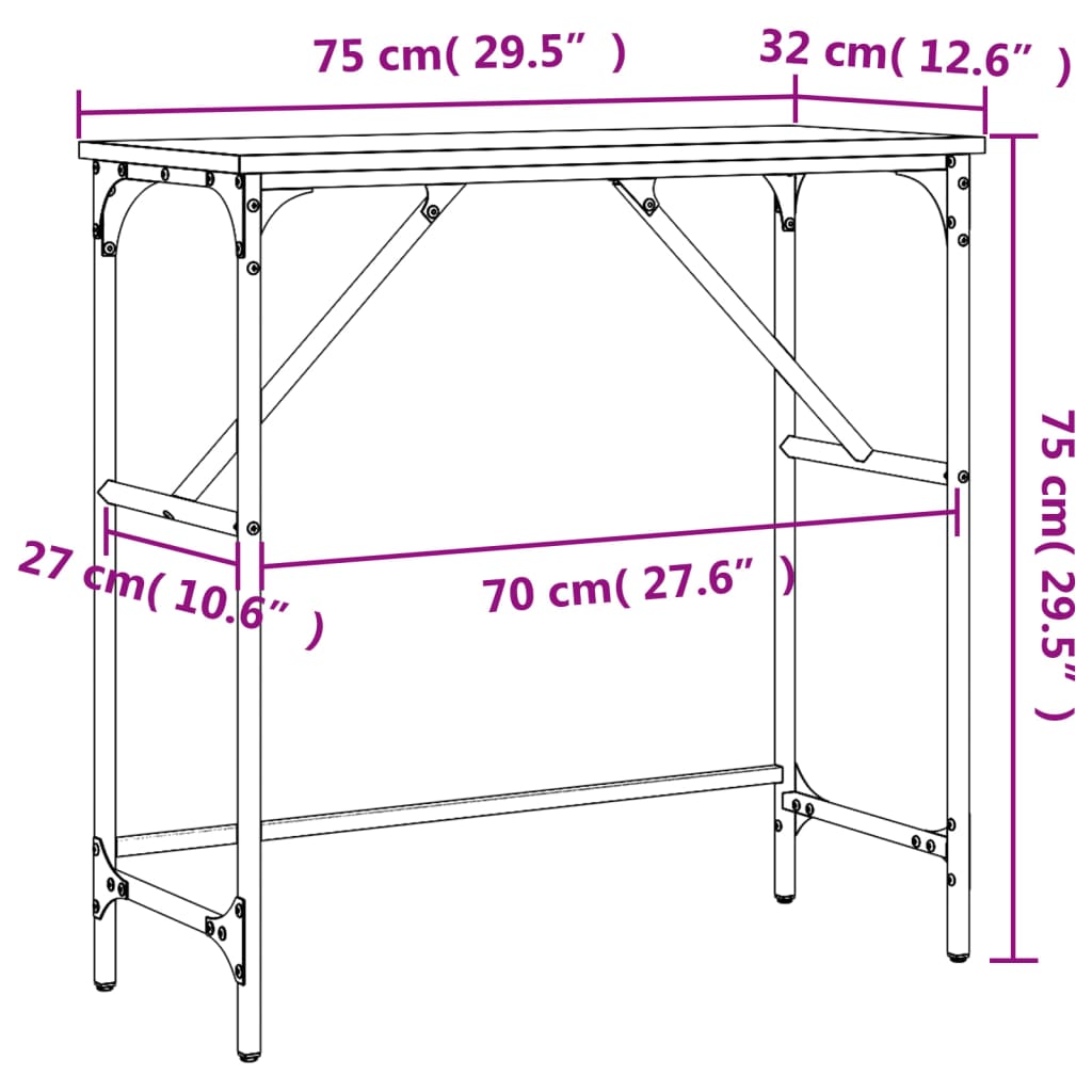 Masă consolă, negru, 75x32x75 cm, lemn prelucrat Lando - Lando