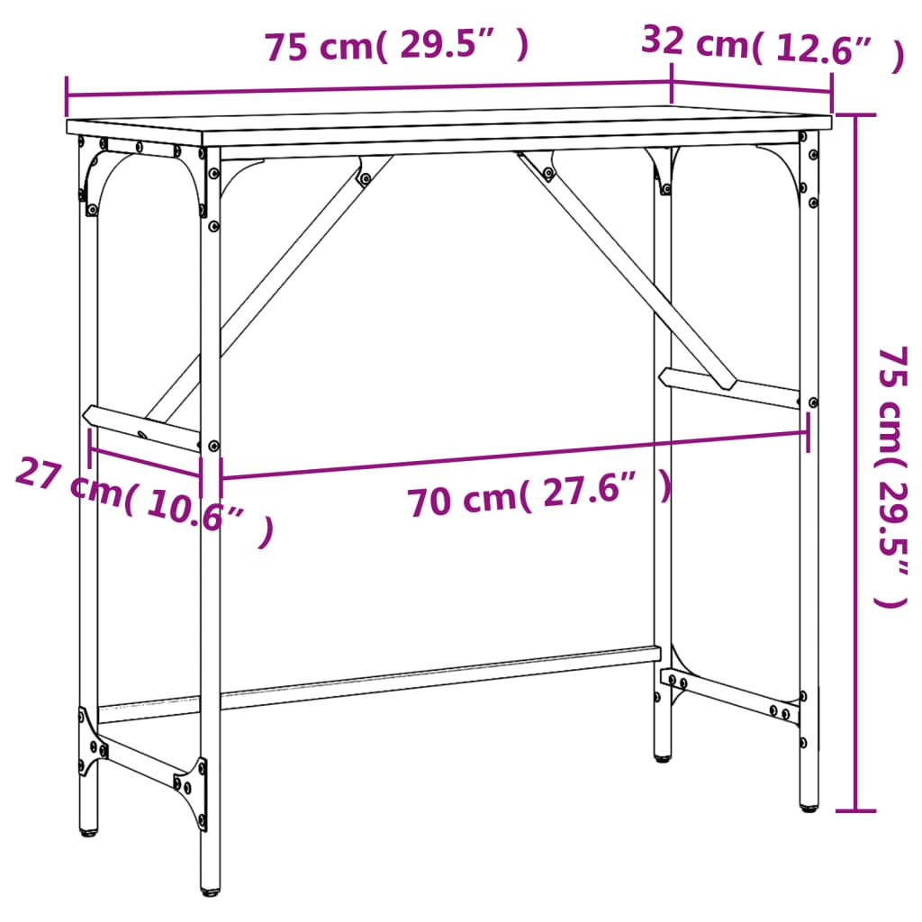 Masă consolă, stejar maro, 75x32x75 cm, lemn prelucrat Lando - Lando