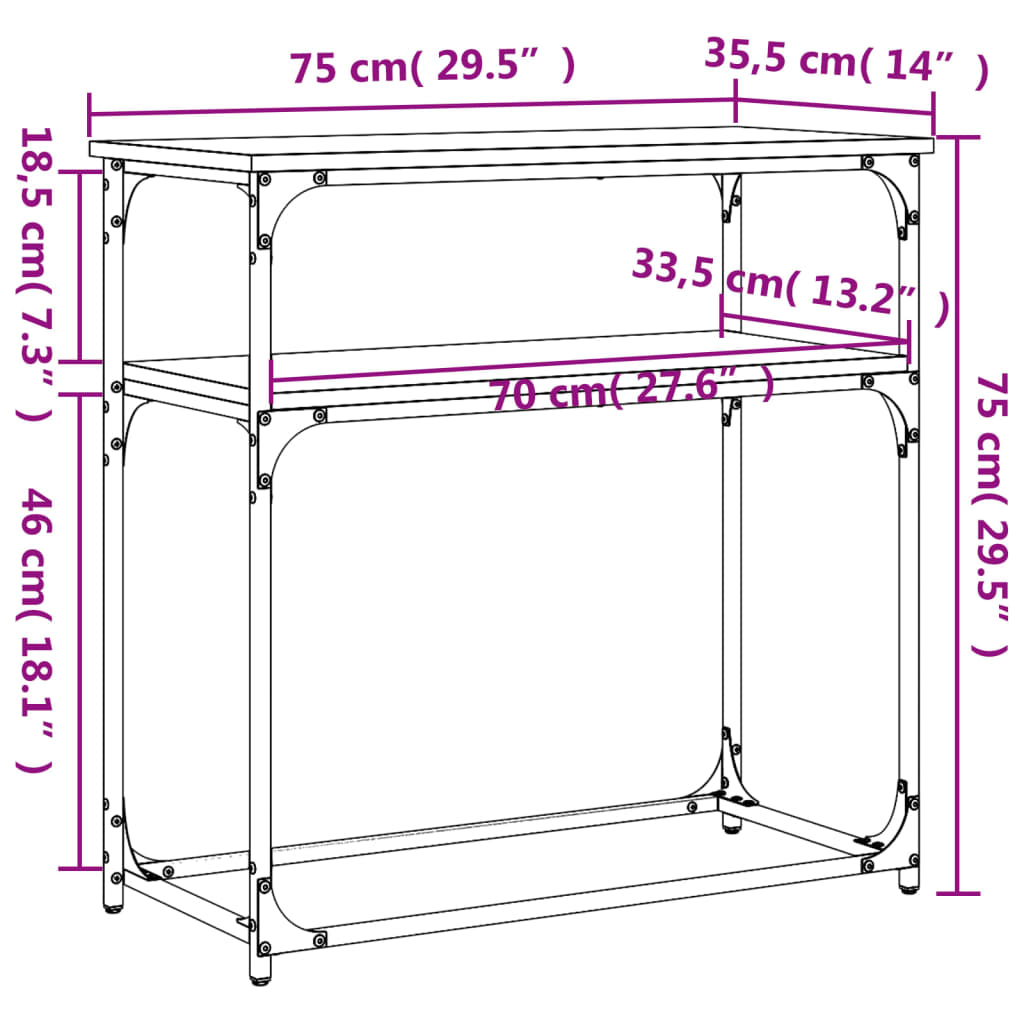 Masă consolă, negru, 75x35,5x75 cm, lemn prelucrat Lando - Lando