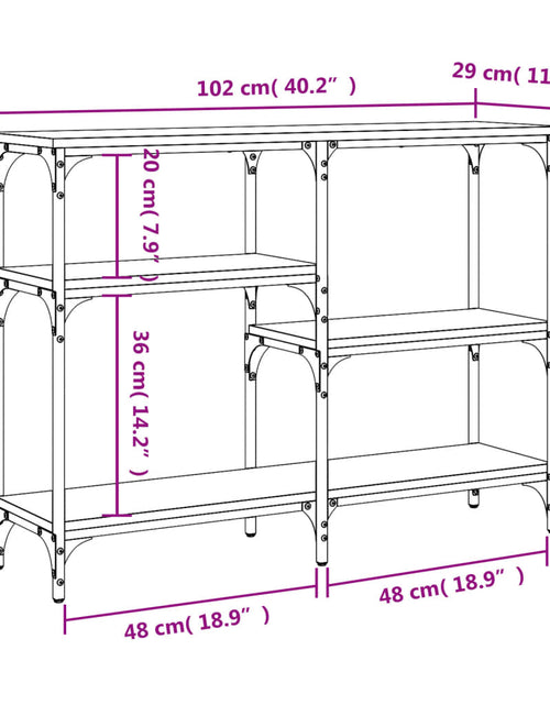 Загрузите изображение в средство просмотра галереи, Măsuță consolă, stejar fumuriu, 102x29x75 cm, lemn prelucrat Lando - Lando
