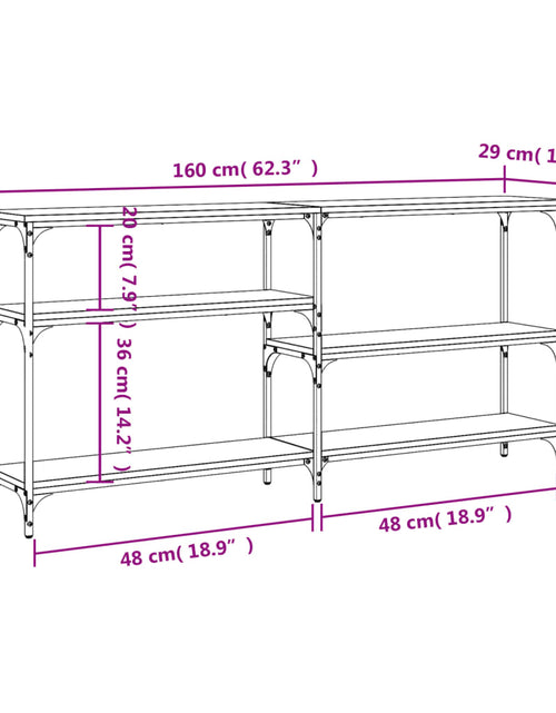 Загрузите изображение в средство просмотра галереи, Măsuță consolă, gri sonoma, 160x29x75 cm, lemn prelucrat Lando - Lando
