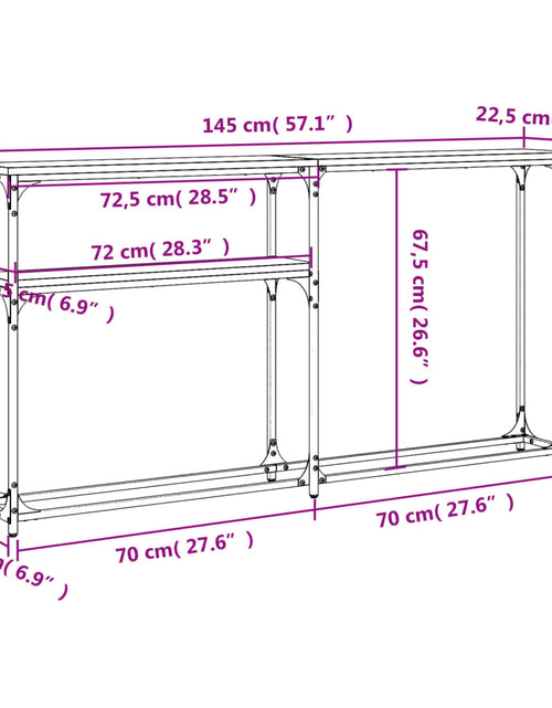 Încărcați imaginea în vizualizatorul Galerie, Măsuță consolă, stejar sonoma, 145x22,5x75 cm, lemn prelucrat Lando - Lando
