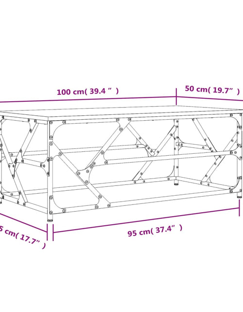 Загрузите изображение в средство просмотра галереи, Măsuță de cafea, stejar fumuriu, 100x50x40 cm, lemn prelucrat Lando - Lando
