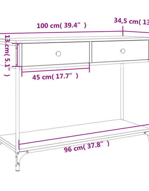 Загрузите изображение в средство просмотра галереи, Măsuță consolă, gri sonoma, 100x34,5x75 cm, lemn prelucrat Lando - Lando
