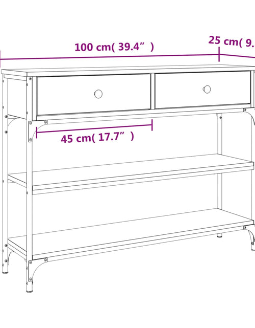 Загрузите изображение в средство просмотра галереи, Măsuță consolă, stejar maro, 100x25x75 cm, lemn prelucrat Lando - Lando
