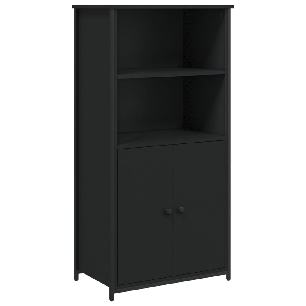 Dulap înalt, negru, 62x36x121,5 cm, lemn prelucrat - Lando