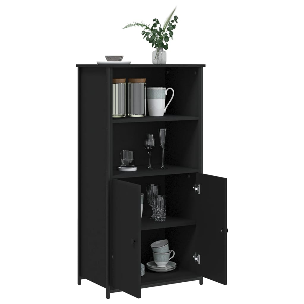 Dulap înalt, negru, 62x36x121,5 cm, lemn prelucrat - Lando