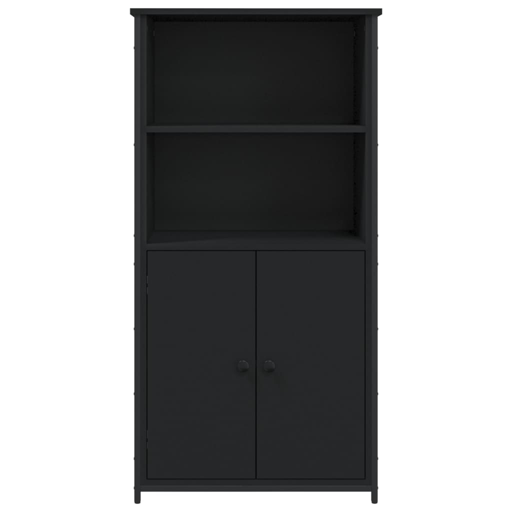Dulap înalt, negru, 62x36x121,5 cm, lemn prelucrat - Lando