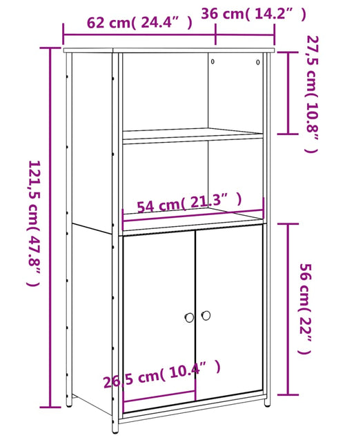 Загрузите изображение в средство просмотра галереи, Dulap înalt, stejar fumuriu, 62x36x121,5 cm, lemn compozit - Lando
