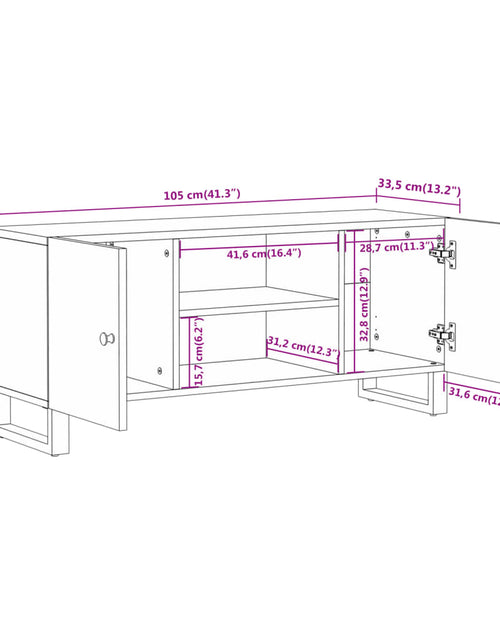 Загрузите изображение в средство просмотра галереи, Dulap TV maro și negru 105x33,5x46 cm lemn masiv de mango Lando - Lando
