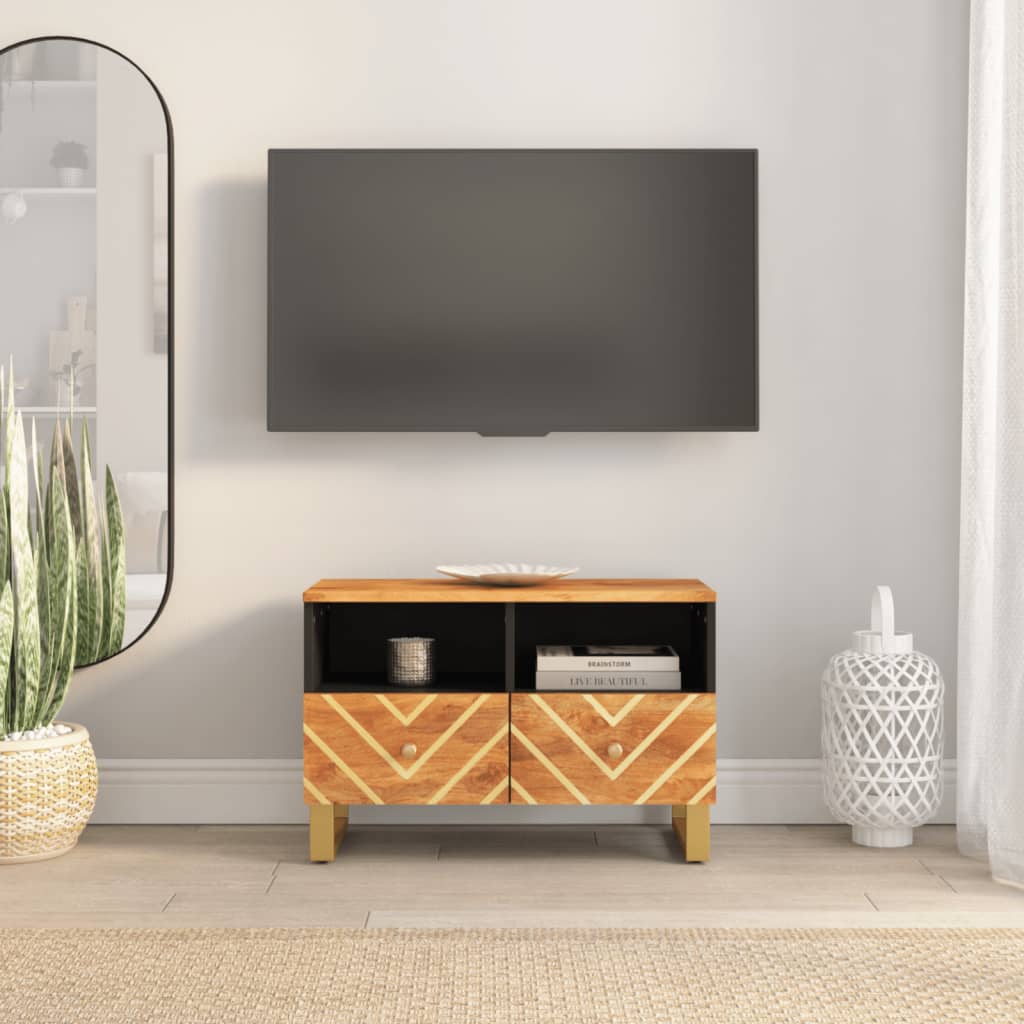 Dulap TV, maro și negru, 70x33,5x46 cm, lemn masiv de mango Lando - Lando