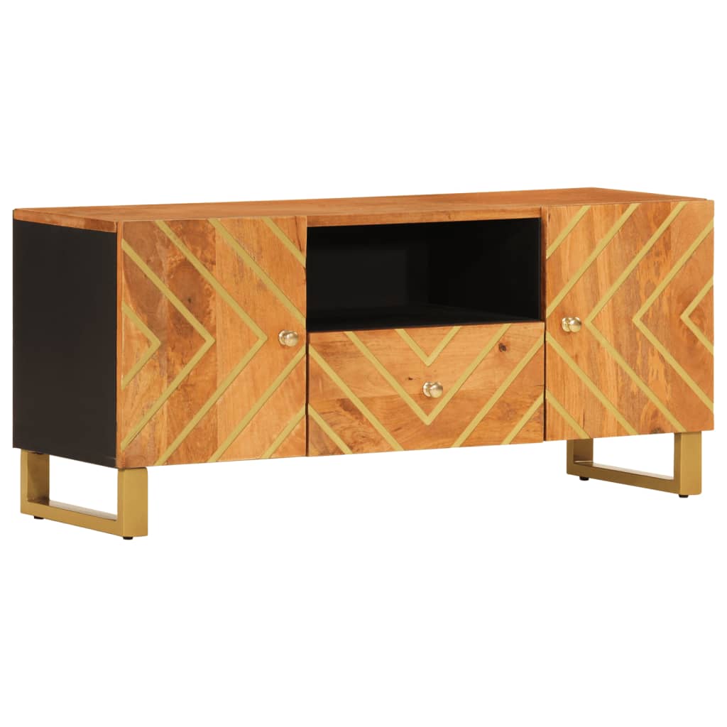 Dulap TV maro și negru 105x33,5x46 cm lemn masiv de mango Lando - Lando