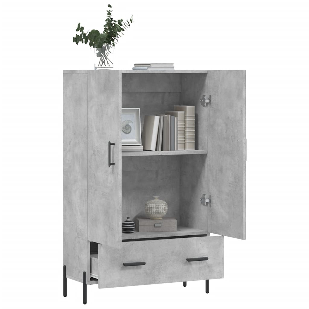 Dulap înalt, gri beton, 69,5x31x115 cm, lemn prelucrat Lando - Lando