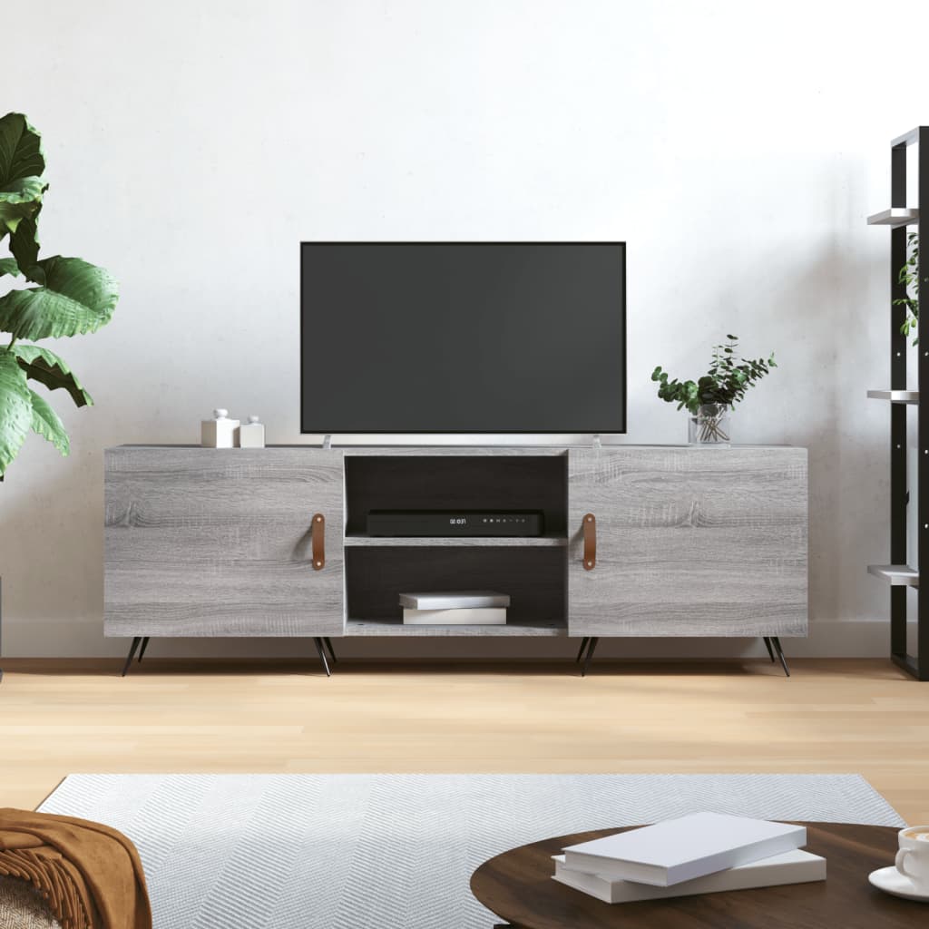 Comodă TV, gri sonoma, 150x30x50 cm, lemn compozit Lando - Lando