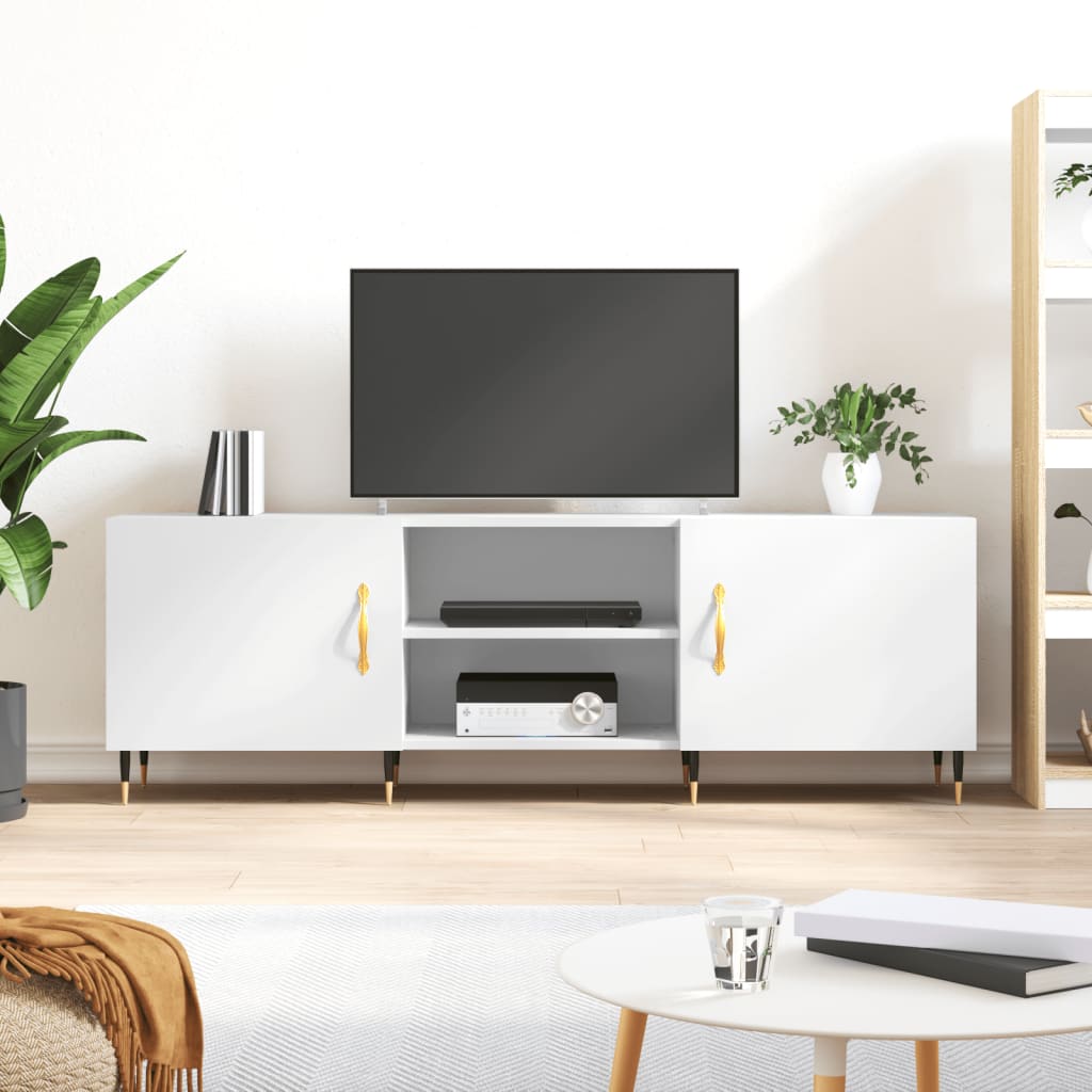Comodă TV, alb, 150x30x50 cm, lemn compozit Lando - Lando