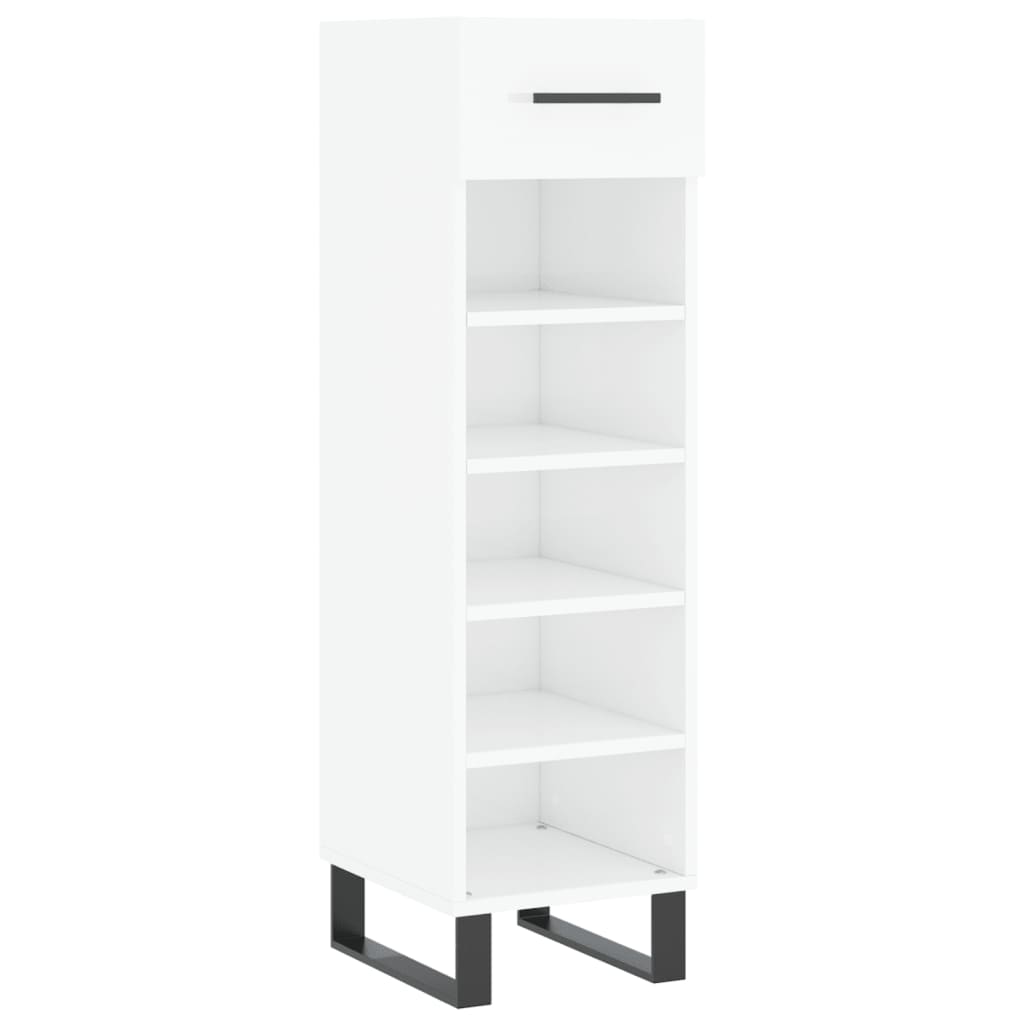 Pantofar, alb extralucios, 30x35x105 cm, lemn prelucrat - Lando