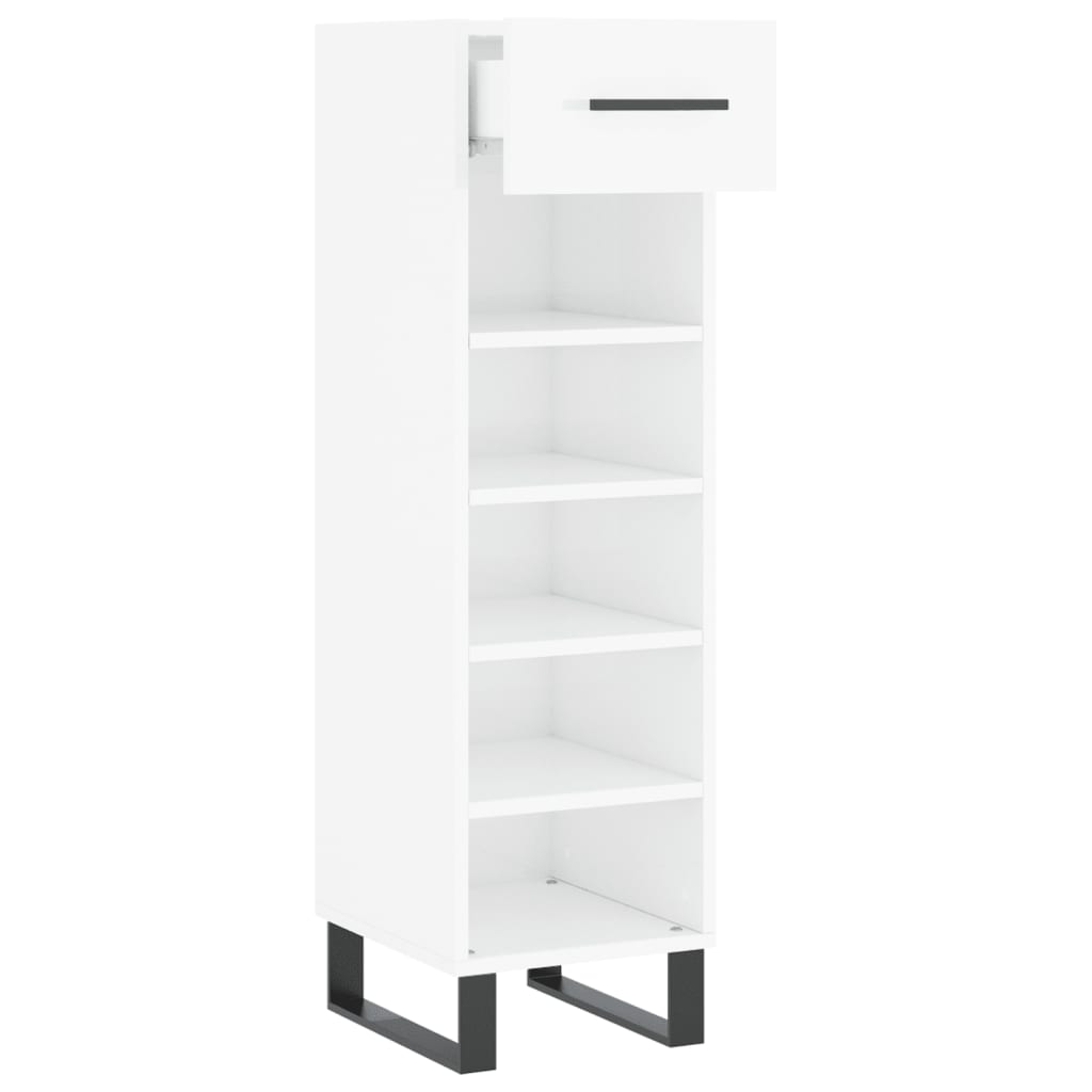 Pantofar, alb extralucios, 30x35x105 cm, lemn prelucrat - Lando
