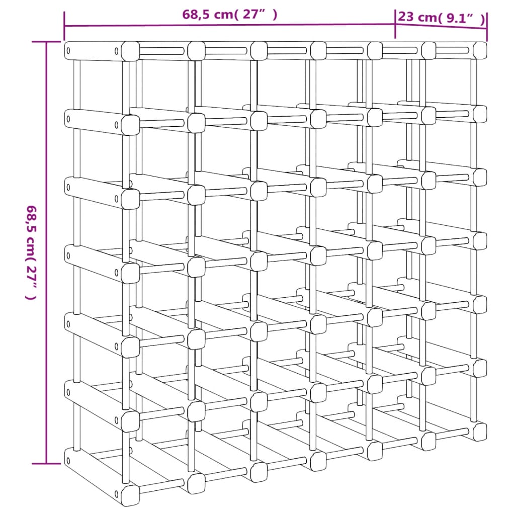 Raft de vin pentru 42 sticle, 68,5x23x68,5 cm, lemn masiv pin - Lando