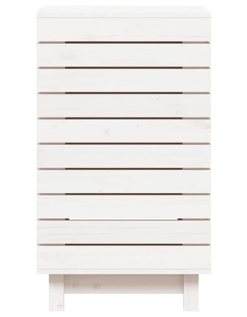 Încărcați imaginea în vizualizatorul Galerie, Coș de rufe, alb, 44x44x76 cm, lemn masiv de pin - Lando
