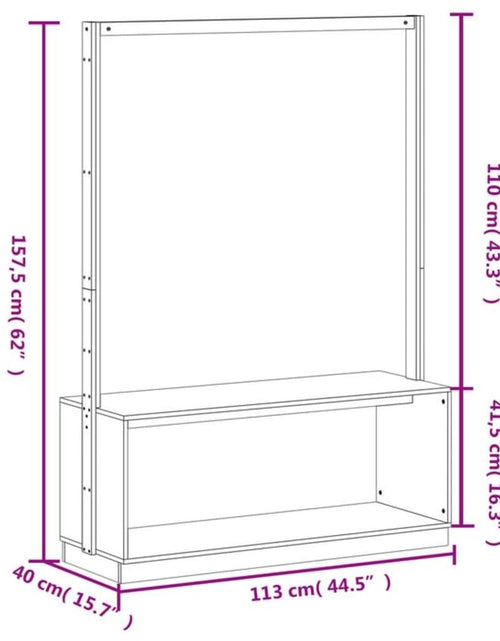 Încărcați imaginea în vizualizatorul Galerie, Cuier haine cu pantofar alb 113x40x157,5 cm lemn masiv de pin Lando - Lando
