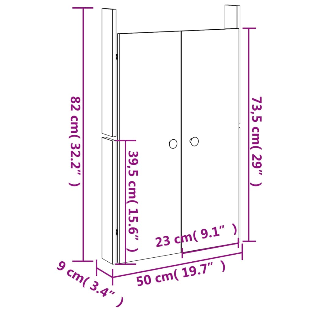 Uși de bucătărie de exterior 2 buc., 50x9x82 cm, lemn masiv pin Lando - Lando