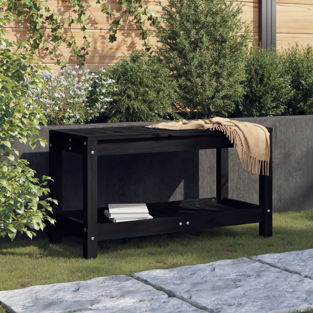 Bancă de grădină, negru, 82,5x35x45 cm, lemn masiv de pin - Lando
