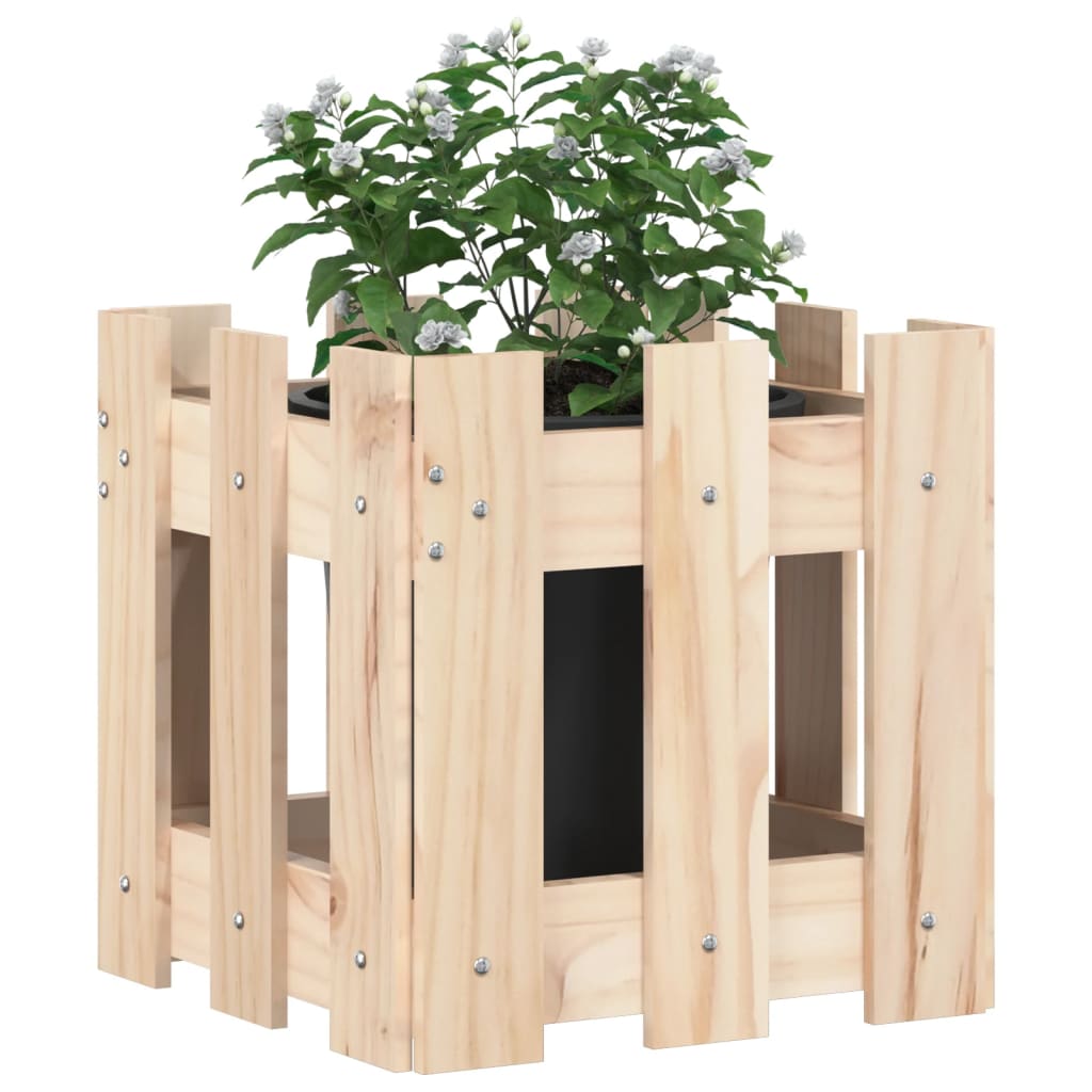 Jardinieră grădină design gard, 30x30x30 cm, lemn masiv de pin - Lando