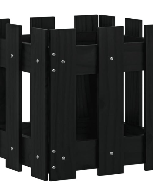 Încărcați imaginea în vizualizatorul Galerie, Jardinieră grădină design gard negru 30x30x30 cm lemn masiv pin - Lando
