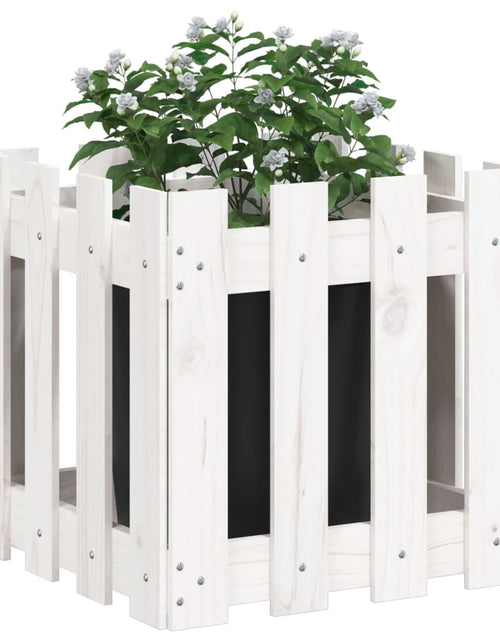Загрузите изображение в средство просмотра галереи, Jardinieră grădină design gard, alb, 40x40x40 cm lemn masiv pin - Lando
