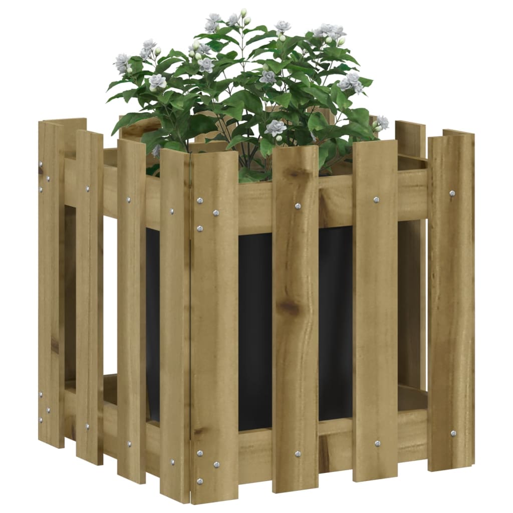 Jardinieră grădină design gard 40x40x40cm lemn de pin impregnat - Lando