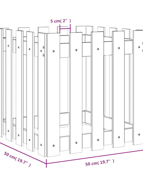 Încărcați imaginea în vizualizatorul Galerie, Jardinieră grădină design gard, 50x50x50 cm, lemn masiv de pin - Lando
