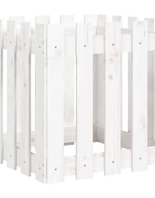 Загрузите изображение в средство просмотра галереи, Jardinieră grădină design gard, alb, 50x50x50 cm lemn masiv pin - Lando
