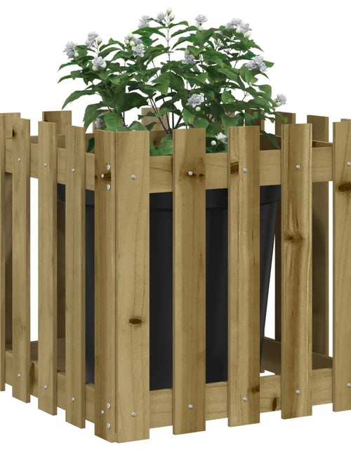 Загрузите изображение в средство просмотра галереи, Jardinieră grădină design gard 50x50x50cm lemn de pin impregnat - Lando
