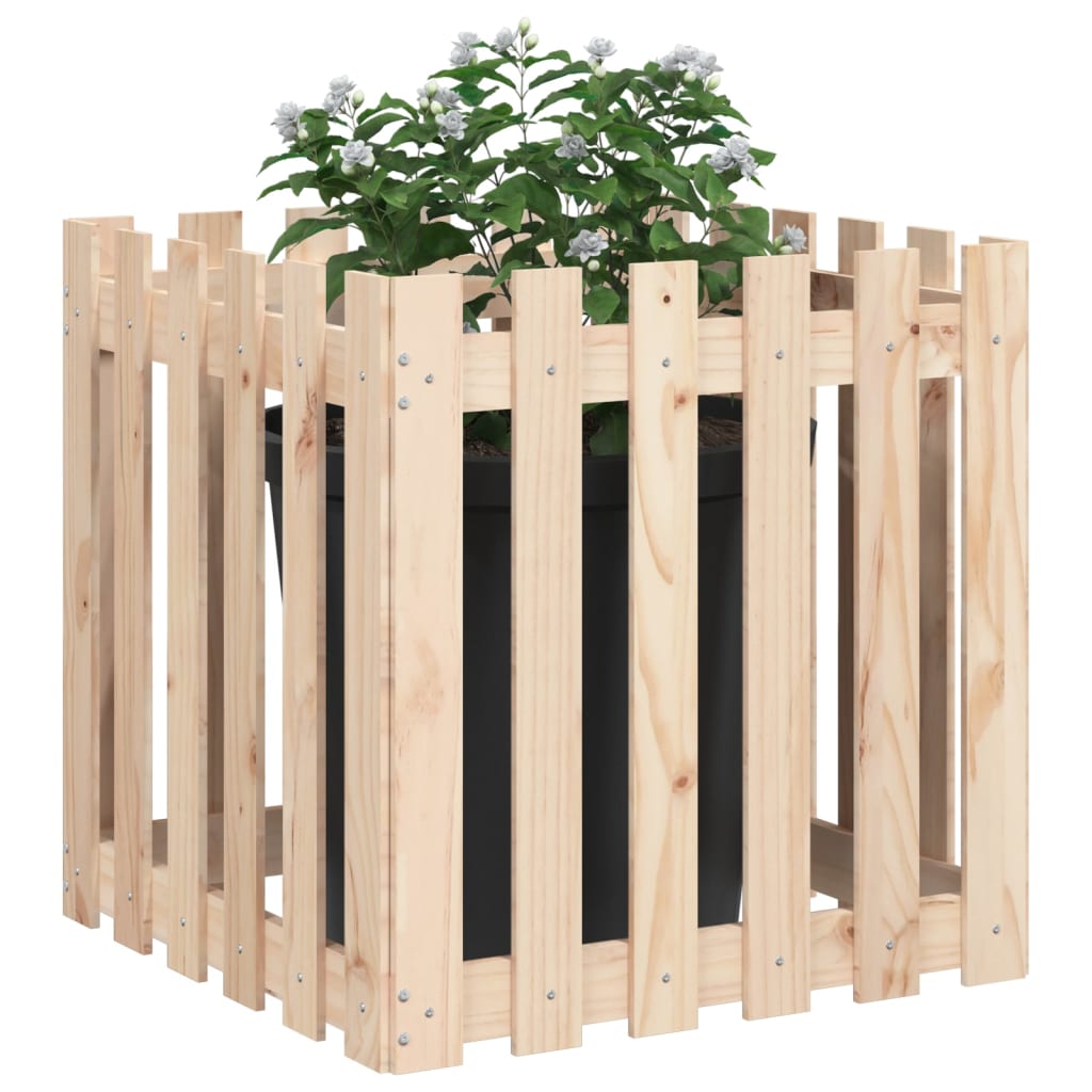 Jardinieră grădină design gard, 60x60x60 cm, lemn masiv de pin - Lando