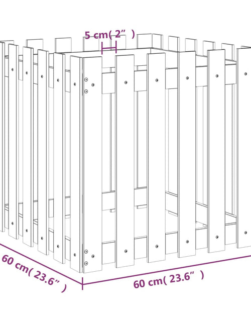 Încărcați imaginea în vizualizatorul Galerie, Jardinieră grădină design gard, 60x60x60 cm, lemn masiv de pin - Lando

