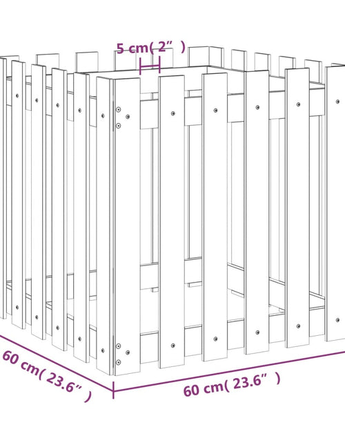 Încărcați imaginea în vizualizatorul Galerie, Jardinieră grădină design gard, alb, 60x60x60 cm lemn masiv pin - Lando
