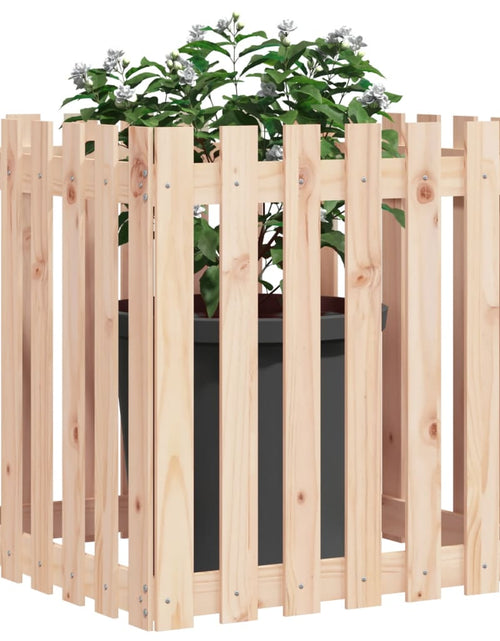 Загрузите изображение в средство просмотра галереи, Jardinieră grădină cu design gard, 70x70x70 cm, lemn masiv pin - Lando
