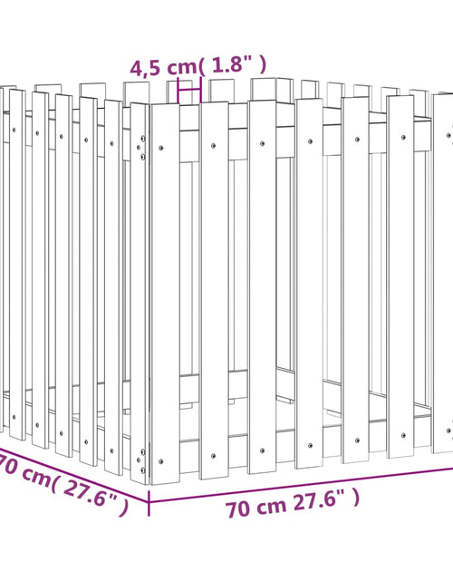 Încărcați imaginea în vizualizatorul Galerie, Jardinieră grădină cu design gard, 70x70x70 cm, lemn masiv pin - Lando

