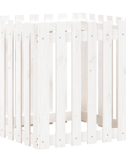 Загрузите изображение в средство просмотра галереи, Jardinieră grădină design gard, alb, 70x70x70 cm lemn masiv pin - Lando
