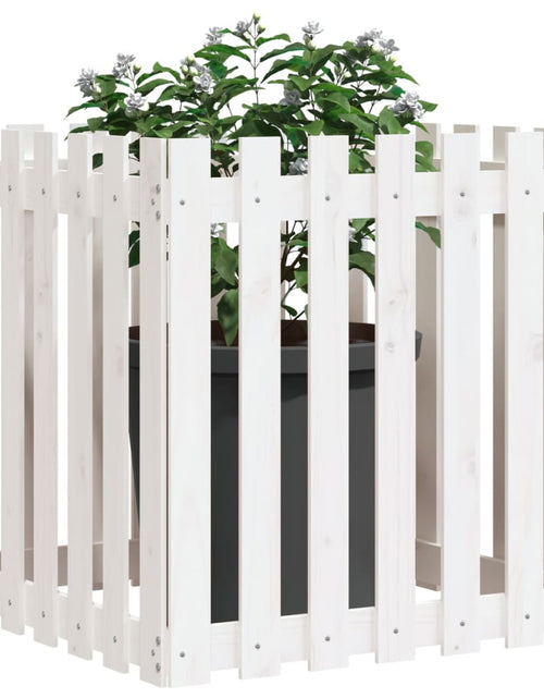 Încărcați imaginea în vizualizatorul Galerie, Jardinieră grădină design gard, alb, 70x70x70 cm lemn masiv pin - Lando
