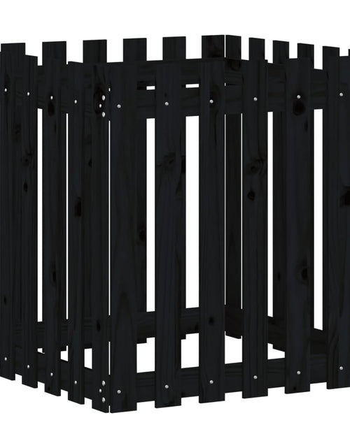 Încărcați imaginea în vizualizatorul Galerie, Jardinieră grădină design gard negru 70x70x70 cm lemn masiv pin - Lando
