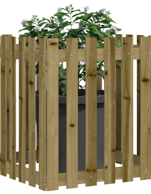 Încărcați imaginea în vizualizatorul Galerie, Jardinieră grădină cu design gard, 70x70x70 cm, lemn pin tratat - Lando
