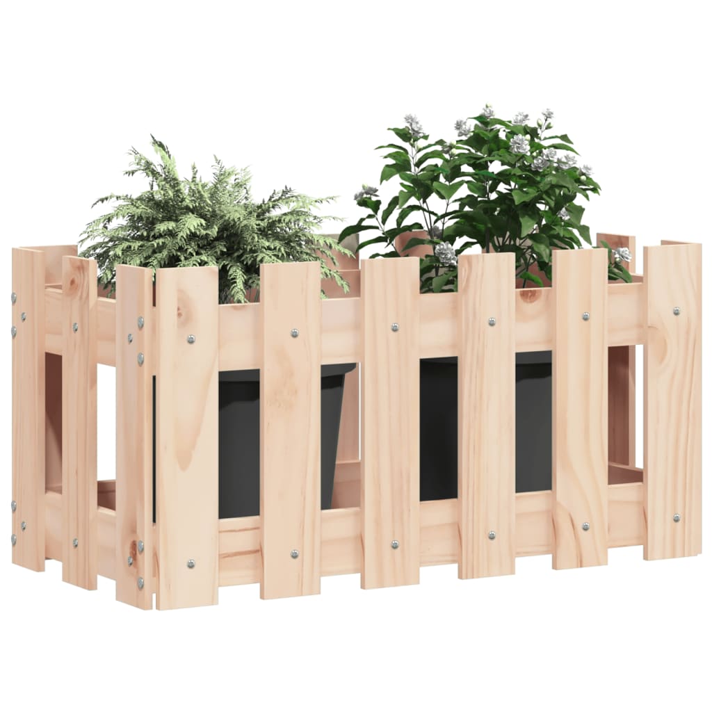 Jardinieră grădină design gard, 60x30x30 cm, lemn masiv de pin - Lando