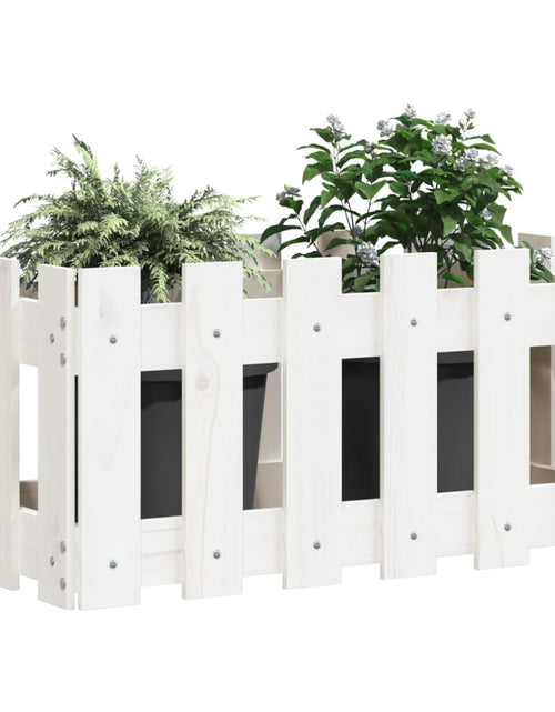 Загрузите изображение в средство просмотра галереи, Jardinieră grădină design gard, alb, 60x30x30 cm lemn masiv pin - Lando
