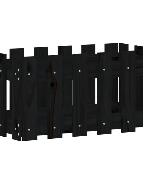 Încărcați imaginea în vizualizatorul Galerie, Jardinieră grădină design gard negru 60x30x30 cm lemn masiv pin - Lando
