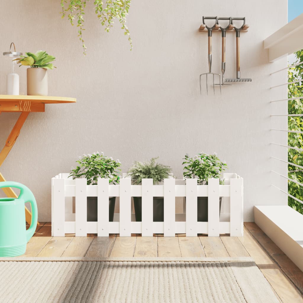 Pat înălțat grădină design gard alb 100x30x30cm lemn pin tratat - Lando